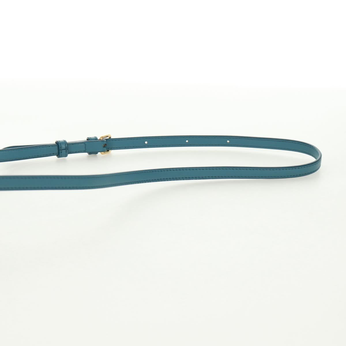 CELINE Triomphe Shoulder Bag Leather Blue Gold Auth 171873M