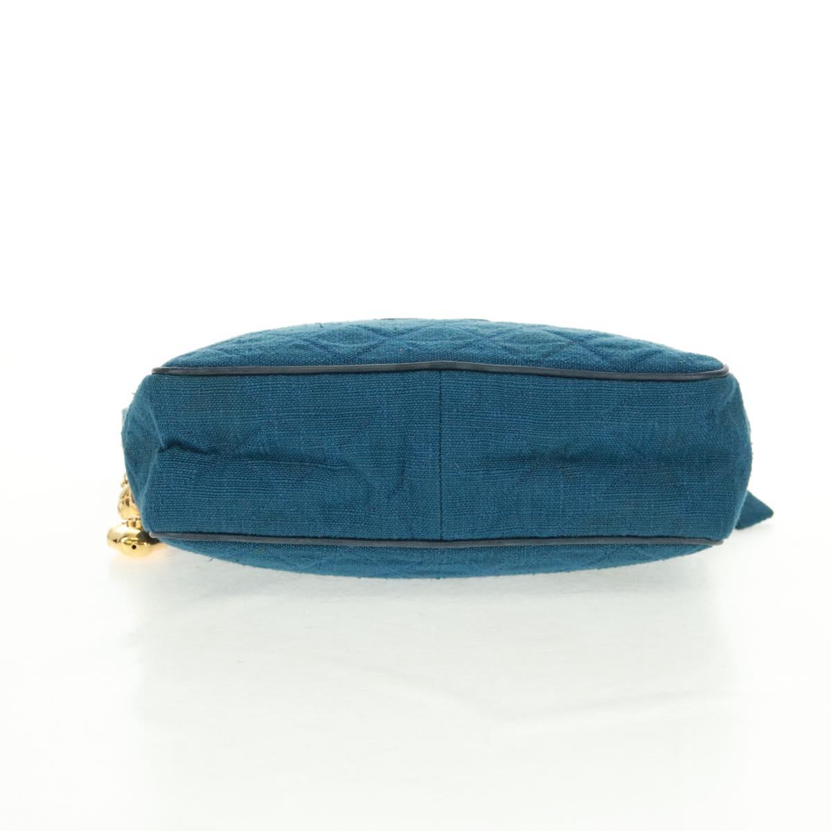 CHANEL Matelasse Shoulder Bag Canvas Navy Gold CC Auth 171908V