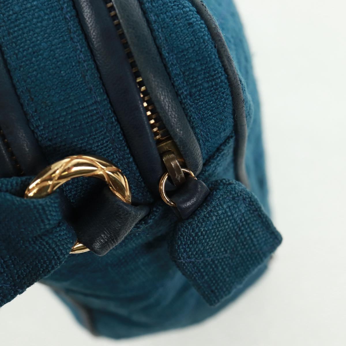 CHANEL Matelasse Shoulder Bag Canvas Navy Gold CC Auth 171908V