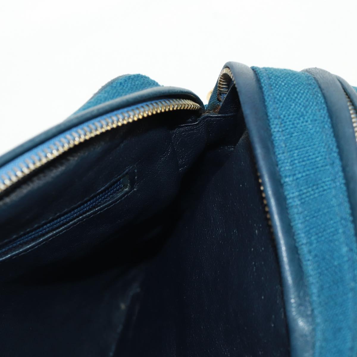 CHANEL Matelasse Shoulder Bag Canvas Navy Gold CC Auth 171908V