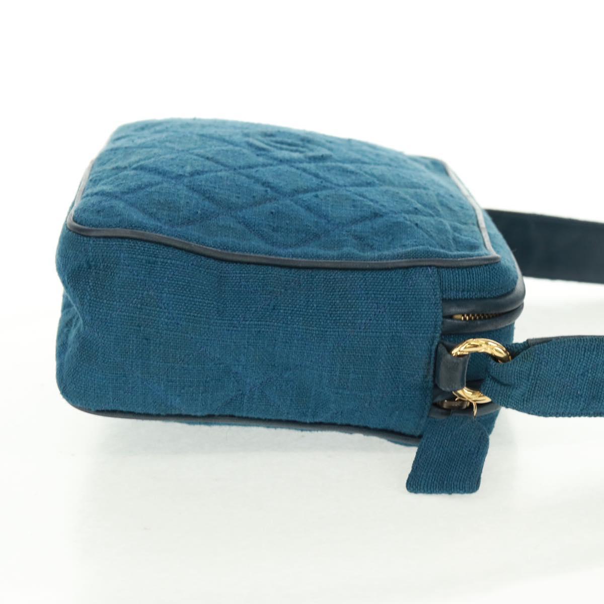 CHANEL Matelasse Shoulder Bag Canvas Navy Gold CC Auth 171908V