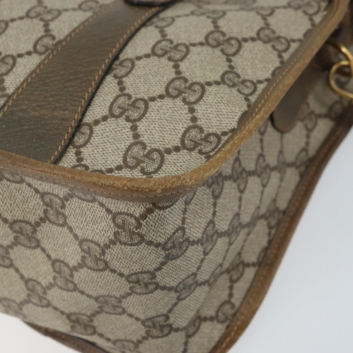GUCCI GG Supreme Web Sherry Line Tote Bag PVC Beige Gold 41 02 039 Auth 171911