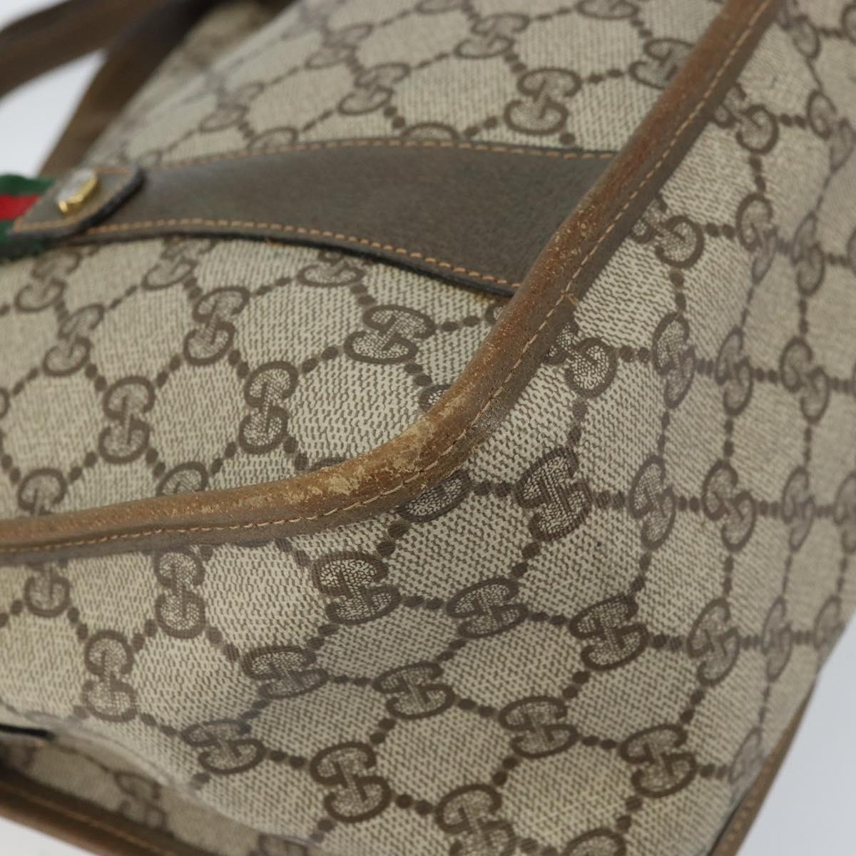 GUCCI GG Supreme Web Sherry Line Tote Bag PVC Beige Gold 41 02 039 Auth 171911