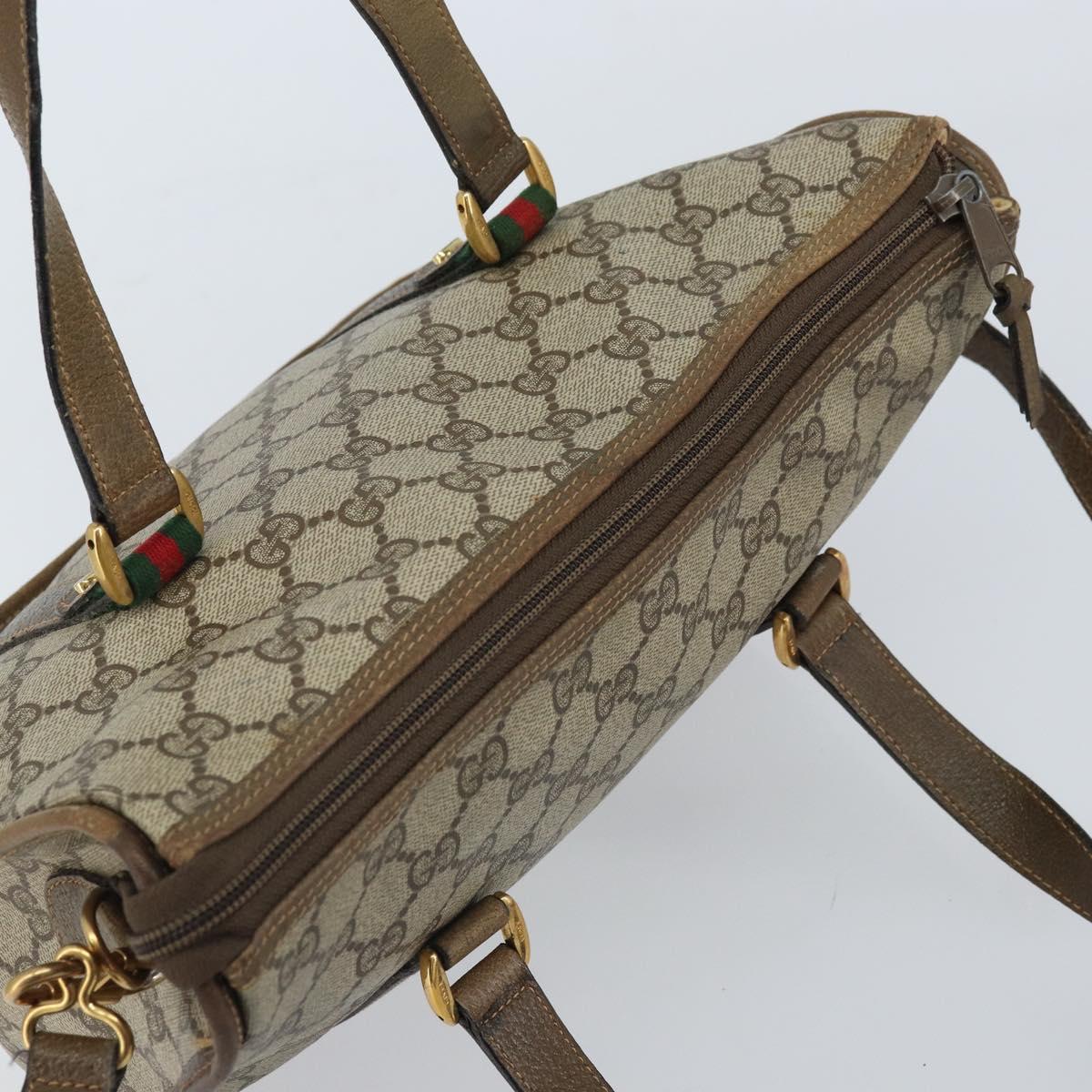 GUCCI GG Supreme Web Sherry Line Tote Bag PVC Beige Gold 41 02 039 Auth 171911