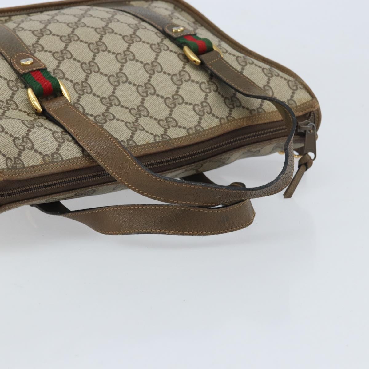 GUCCI GG Supreme Web Sherry Line Tote Bag PVC Beige Gold 41 02 039 Auth 171911
