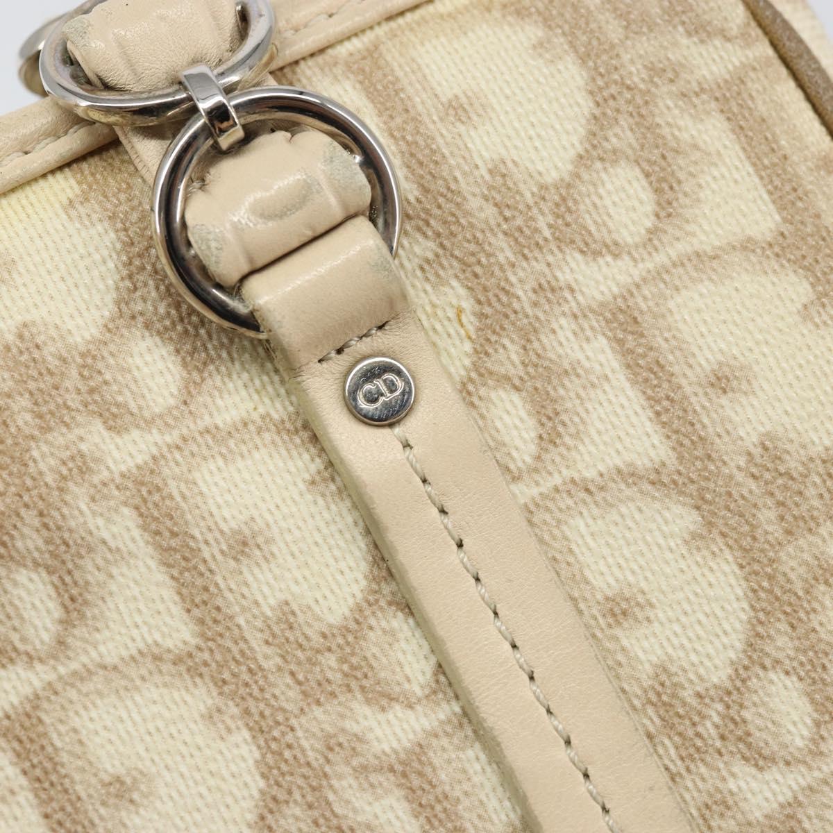 Christian Dior Trotter Canvas Romantic Hand Bag PVC Beige Silver Auth 171915