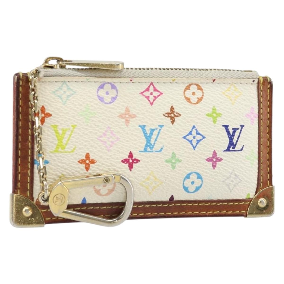 LOUIS VUITTON Monogram Multicolor Pochette Cles Purse White M92655 Auth 171918