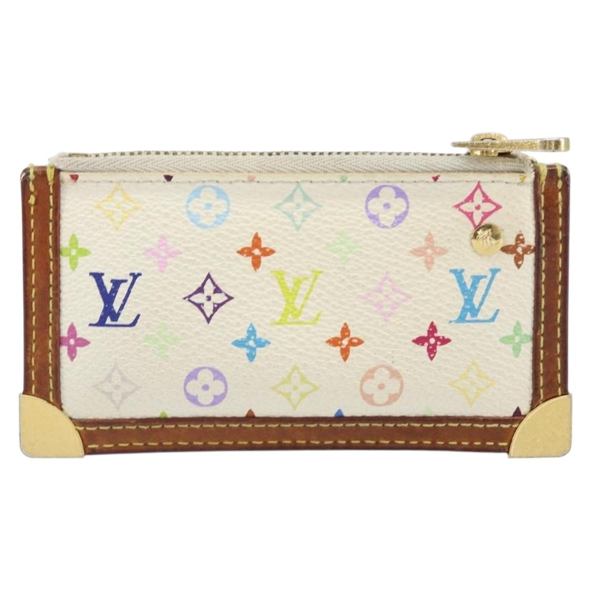LOUIS VUITTON Monogram Multicolor Pochette Cles Purse White M92655 Auth 171918