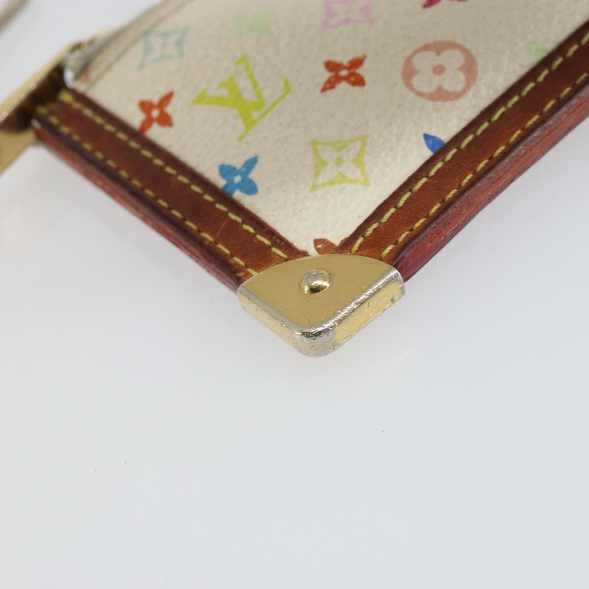 LOUIS VUITTON Monogram Multicolor Pochette Cles Purse White M92655 Auth 171918