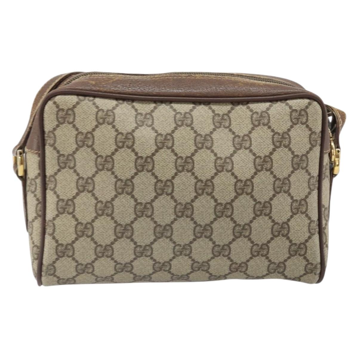 GUCCI GG Supreme Web Sherry Line Bag PVC Beige Gold 001 44 6655 Auth 171924