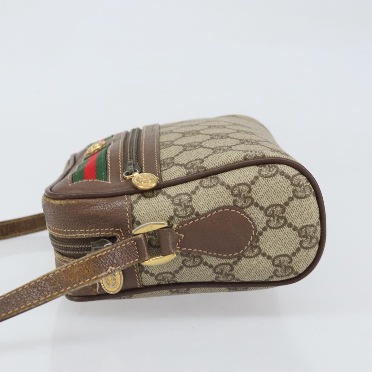 GUCCI GG Supreme Web Sherry Line Bag PVC Beige Gold 001 44 6655 Auth 171924