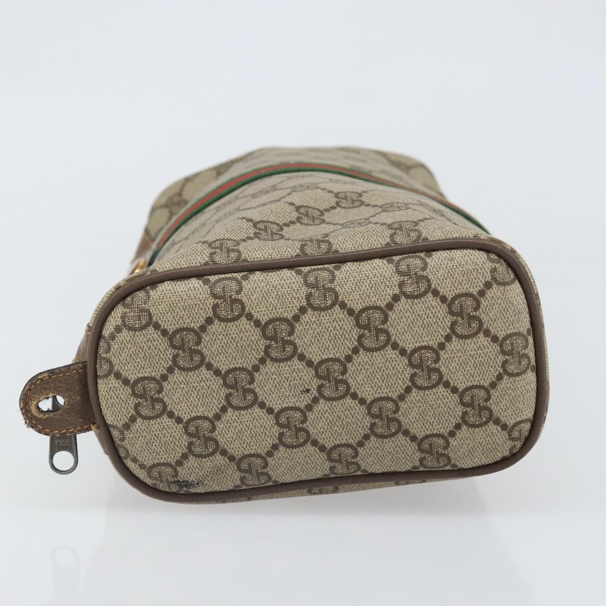 GUCCI GG Supreme Web Sherry Line Clutch Bag PVC Beige Gold 89 02 017 Auth 171925