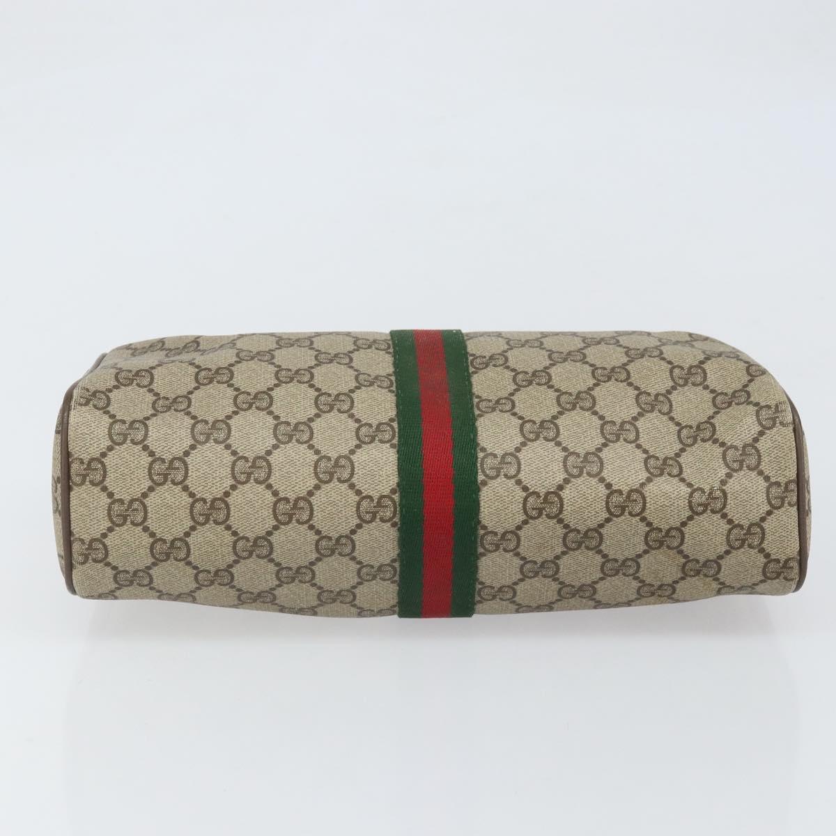 GUCCI GG Supreme Web Sherry Line Clutch Bag PVC Beige Gold 89 02 017 Auth 171925