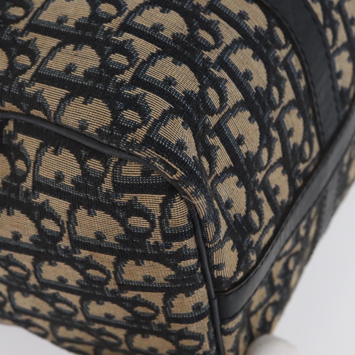 Christian Dior Trotter Canvas Boston Bag Navy Silver Auth 171932