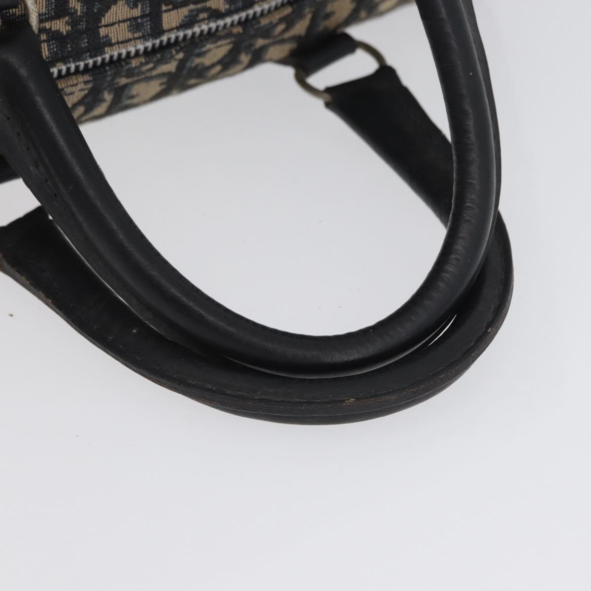 Christian Dior Trotter Canvas Boston Bag Navy Silver Auth 171932