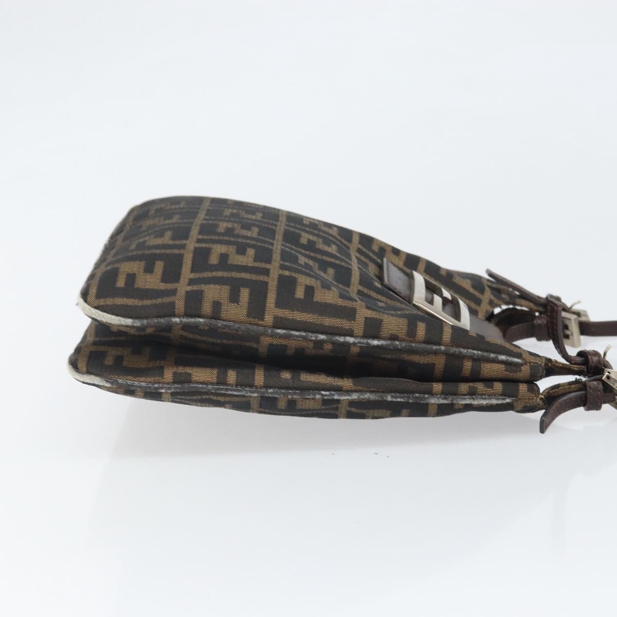 FENDI Zucca Canvas Mamma Baguette Shoulder Bag Black Brown Auth 171933