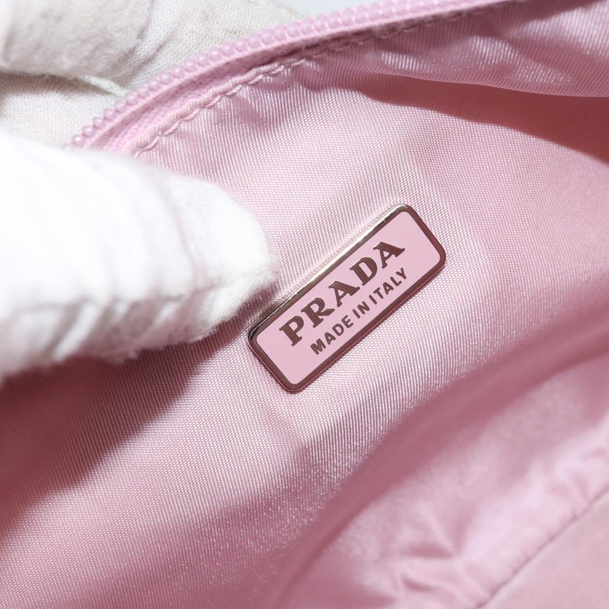 PRADA Hand Pouch Nylon Pink Auth 171934