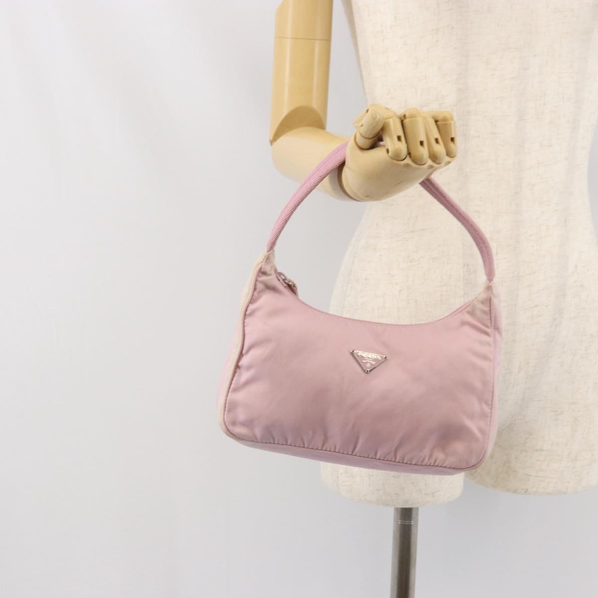 PRADA Hand Pouch Nylon Pink Auth 171934