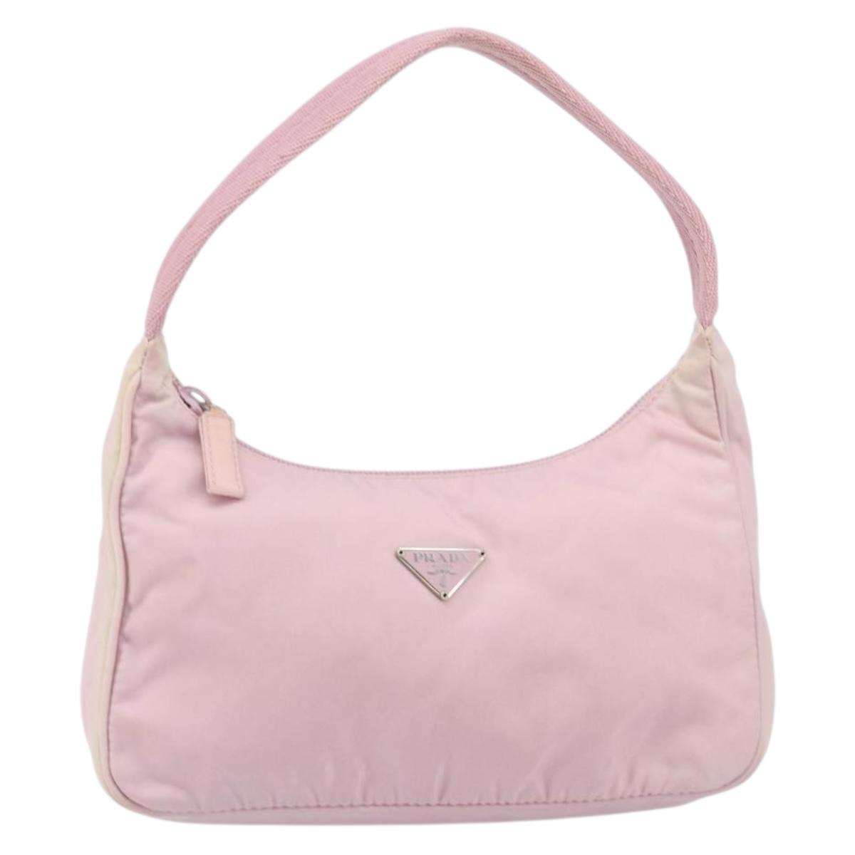PRADA Hand Pouch Nylon Pink Auth 171934