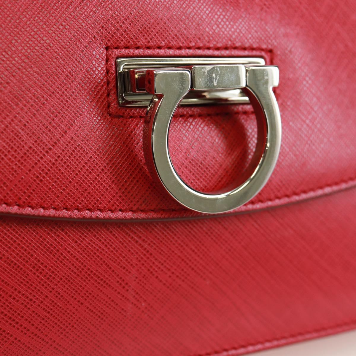 Salvatore Ferragamo Gancini Hand Bag Leather 2way Pink Silver Auth 171936V