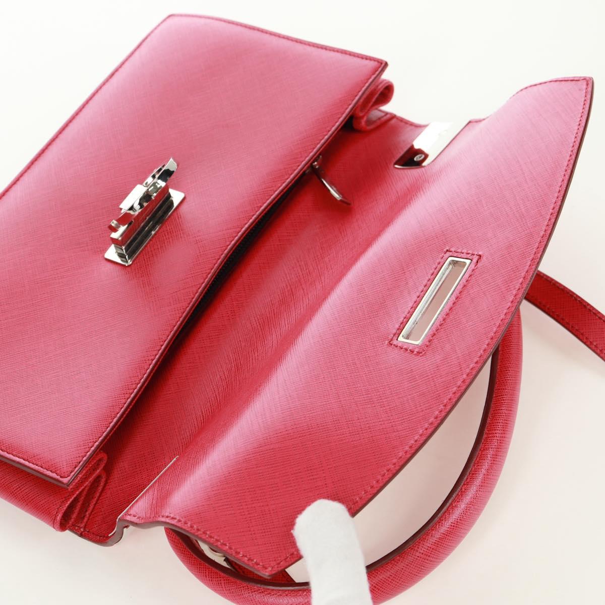 Salvatore Ferragamo Gancini Hand Bag Leather 2way Pink Silver Auth 171936V