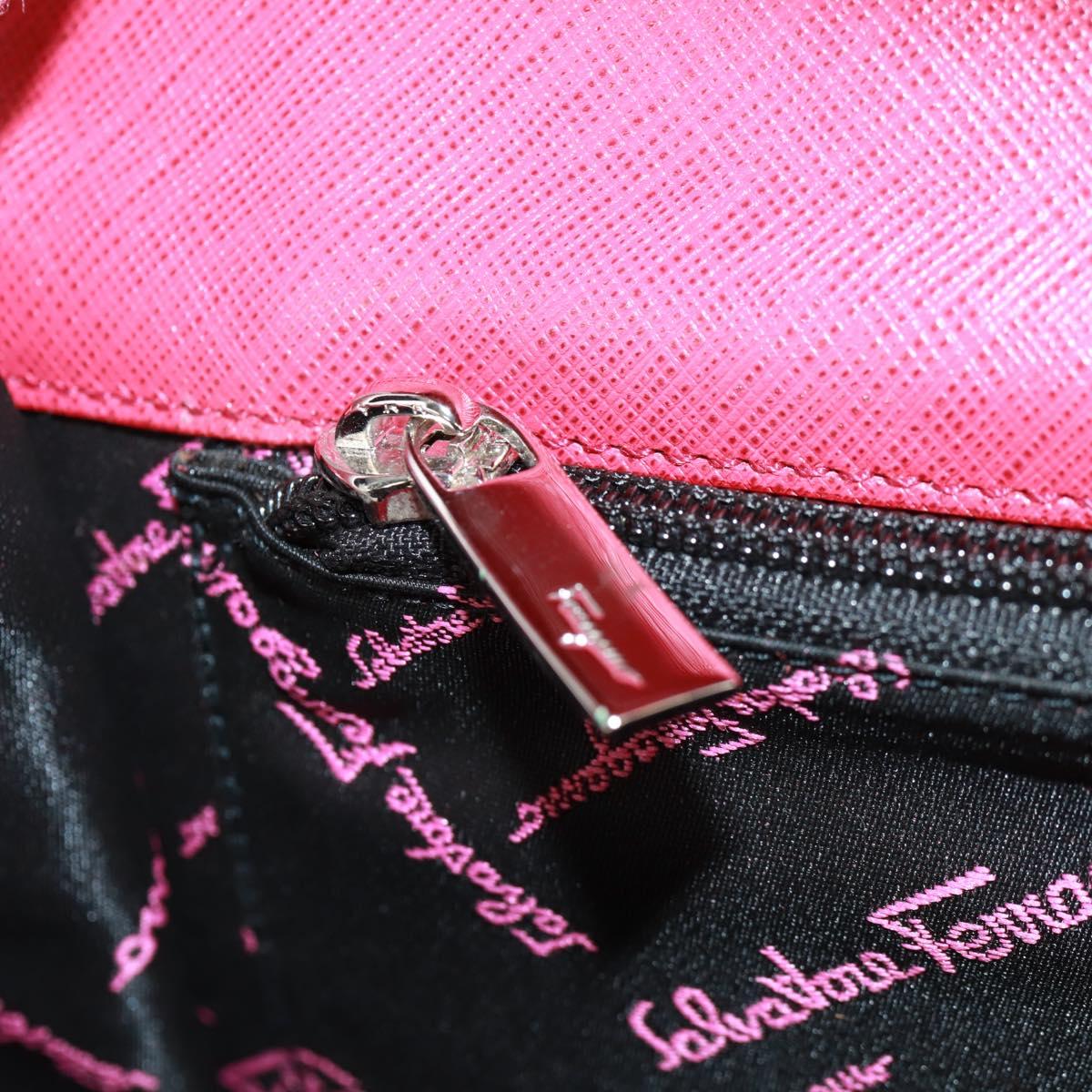 Salvatore Ferragamo Gancini Hand Bag Leather 2way Pink Silver Auth 171936V