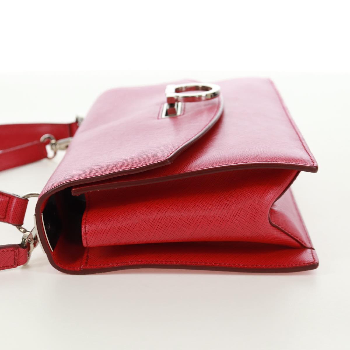 Salvatore Ferragamo Gancini Hand Bag Leather 2way Pink Silver Auth 171936V