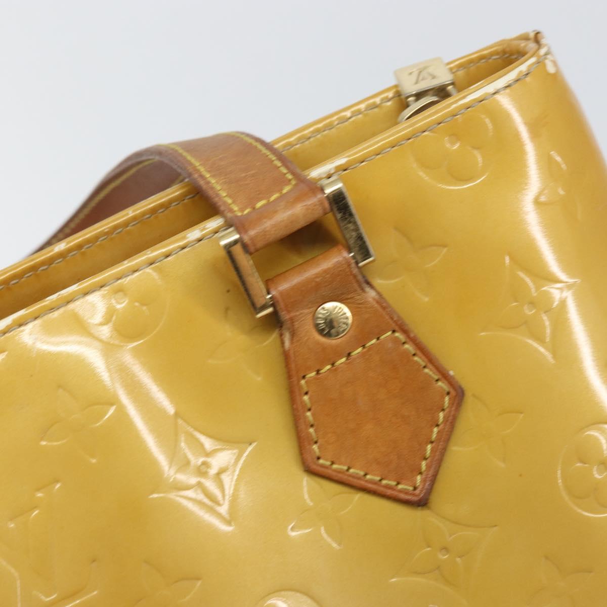 LOUIS VUITTON Monogram Vernis Houston Hand Bag Beige M91004 LV Auth 171942
