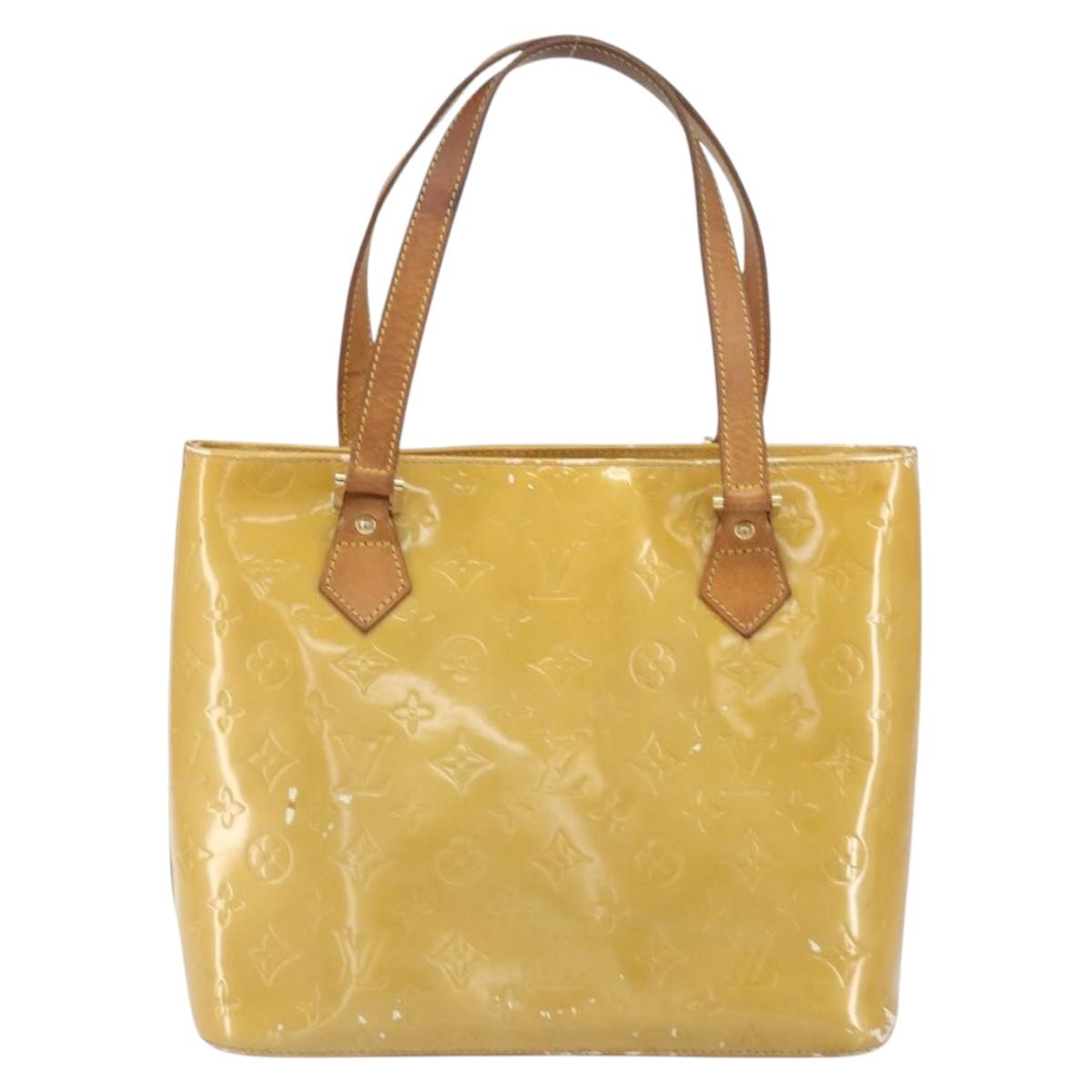 LOUIS VUITTON Monogram Vernis Houston Hand Bag Beige M91004 LV Auth 171942