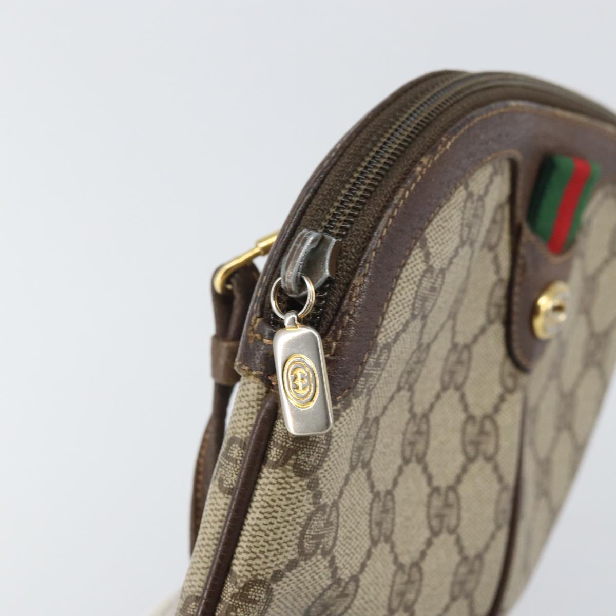 GUCCI GG Supreme Web Sherry Line Bag PVC Beige Gold 904 02 047 Auth 171964