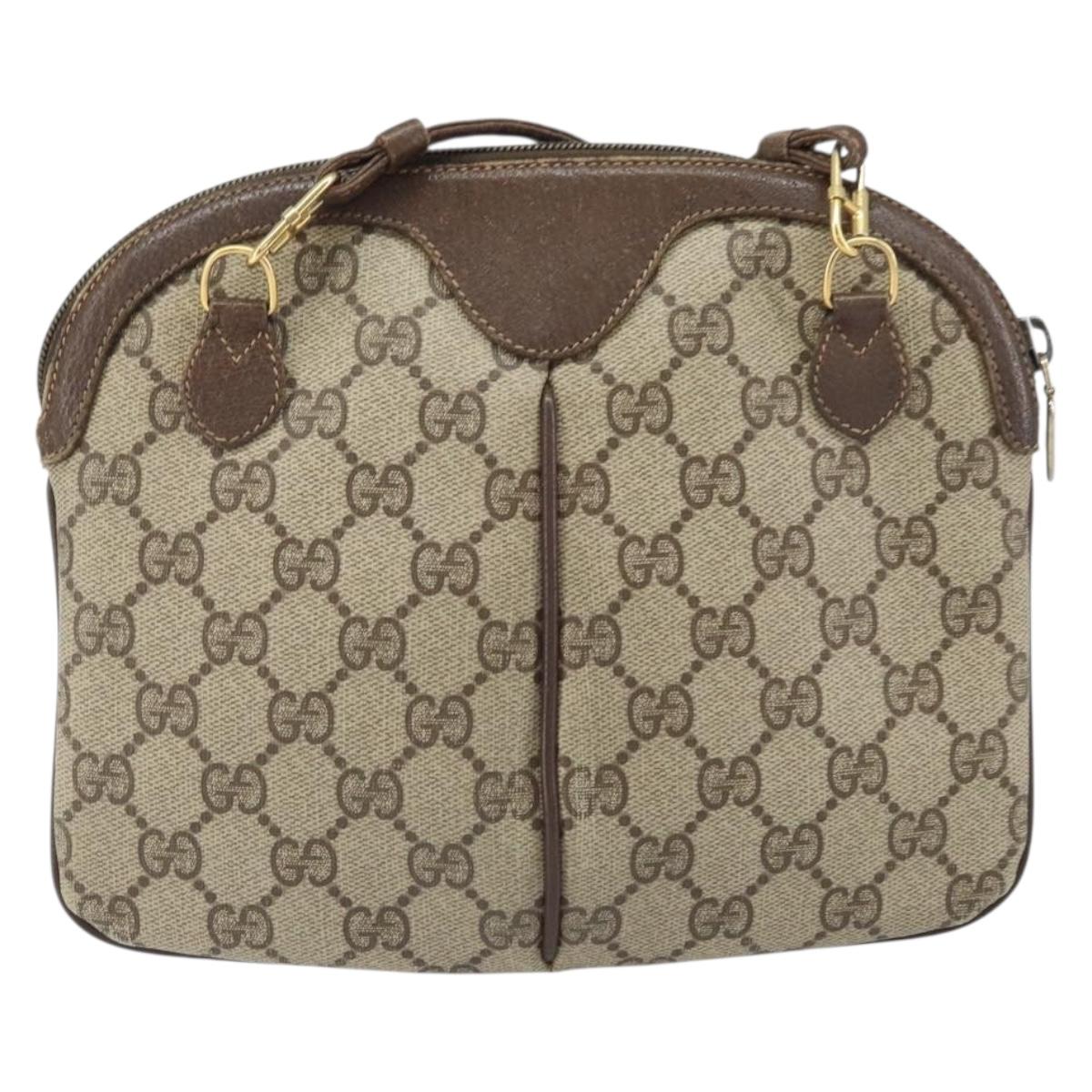 GUCCI GG Supreme Web Sherry Line Bag PVC Beige Gold 904 02 047 Auth 171964