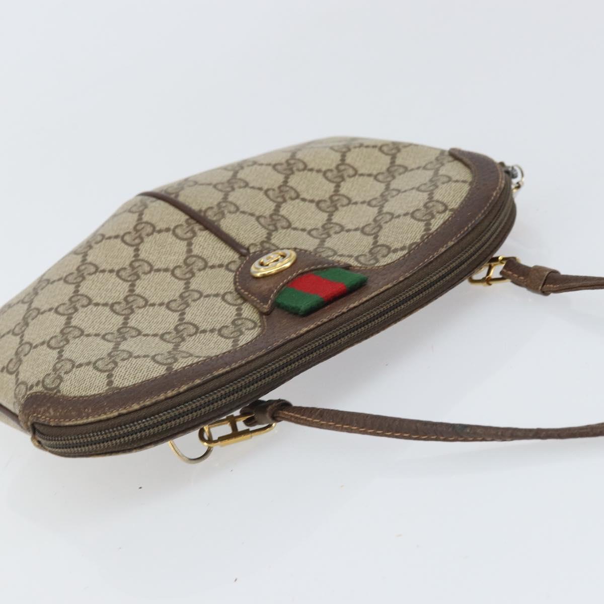 GUCCI GG Supreme Web Sherry Line Bag PVC Beige Gold 904 02 047 Auth 171964