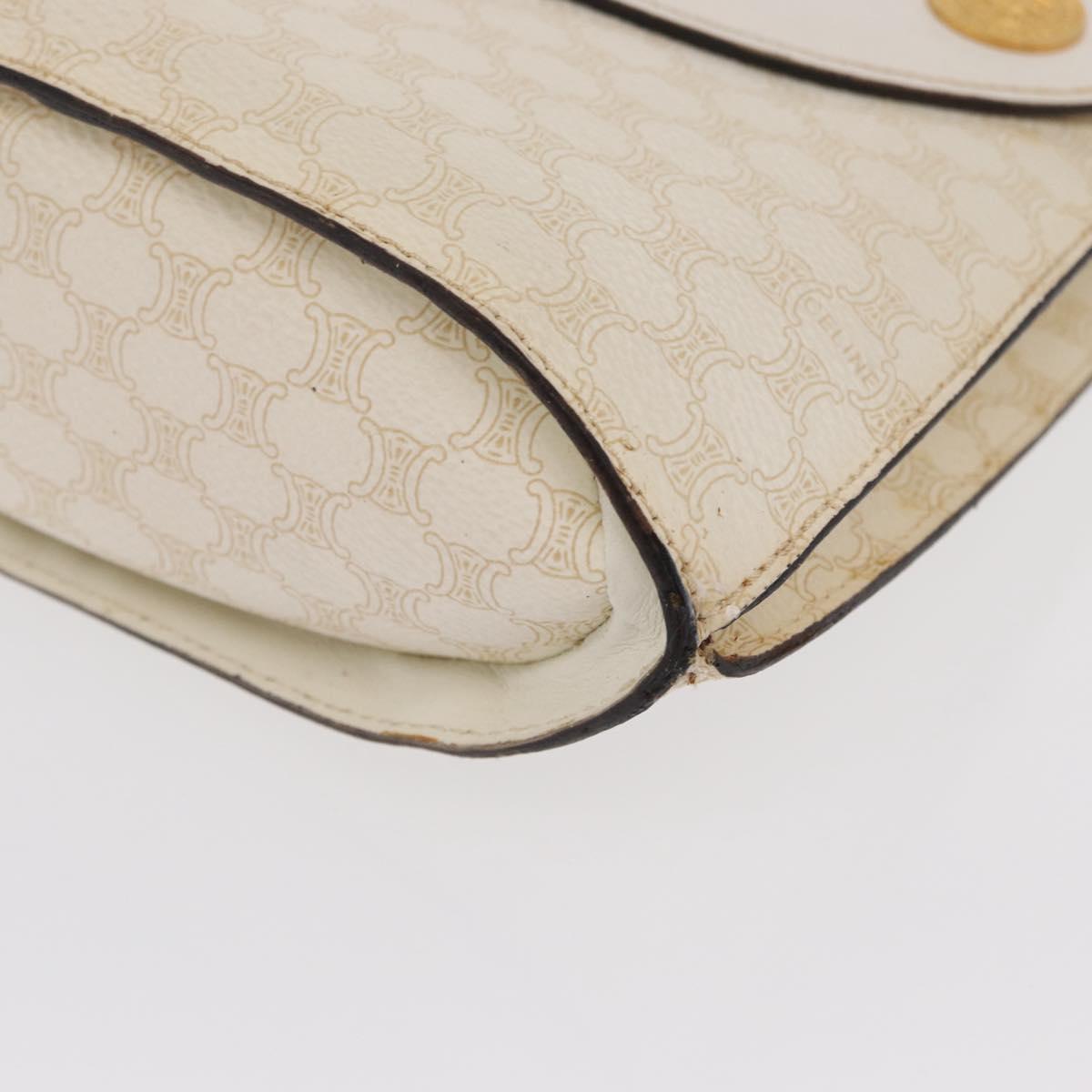 CELINE Macadam Canvas Shoulder Bag PVC Leather White Gold Auth 171965