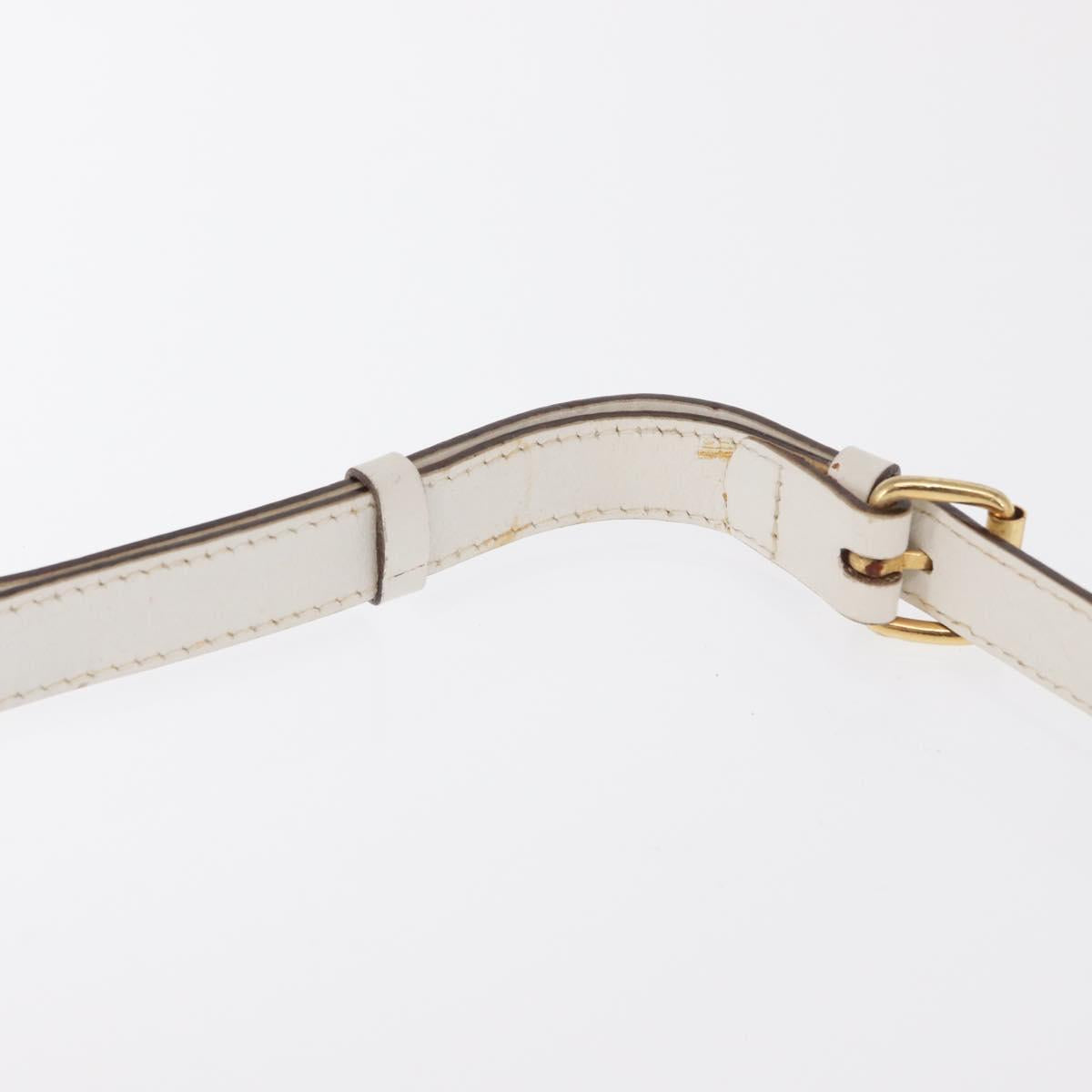 CELINE Macadam Canvas Shoulder Bag PVC Leather White Gold Auth 171965
