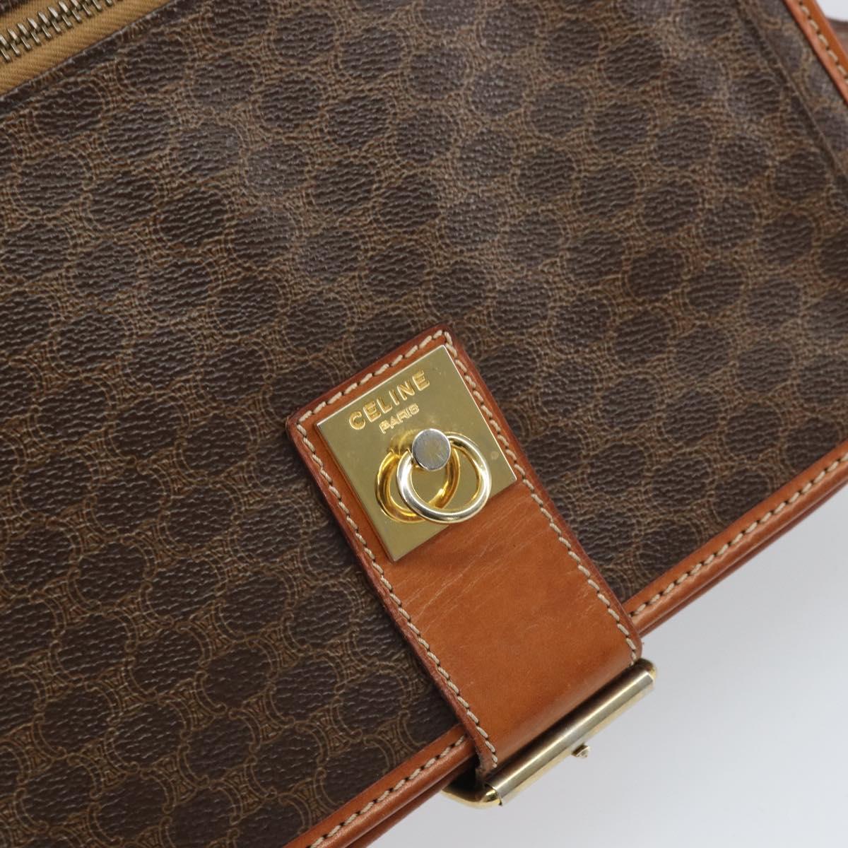 CELINE Macadam Canvas Shoulder Bag PVC Leather Brown Gold Auth 171981