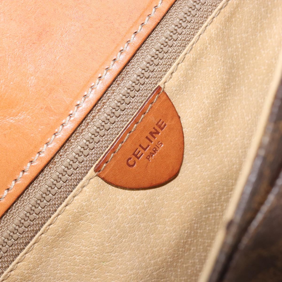 CELINE Macadam Canvas Shoulder Bag PVC Leather Brown Gold Auth 171981