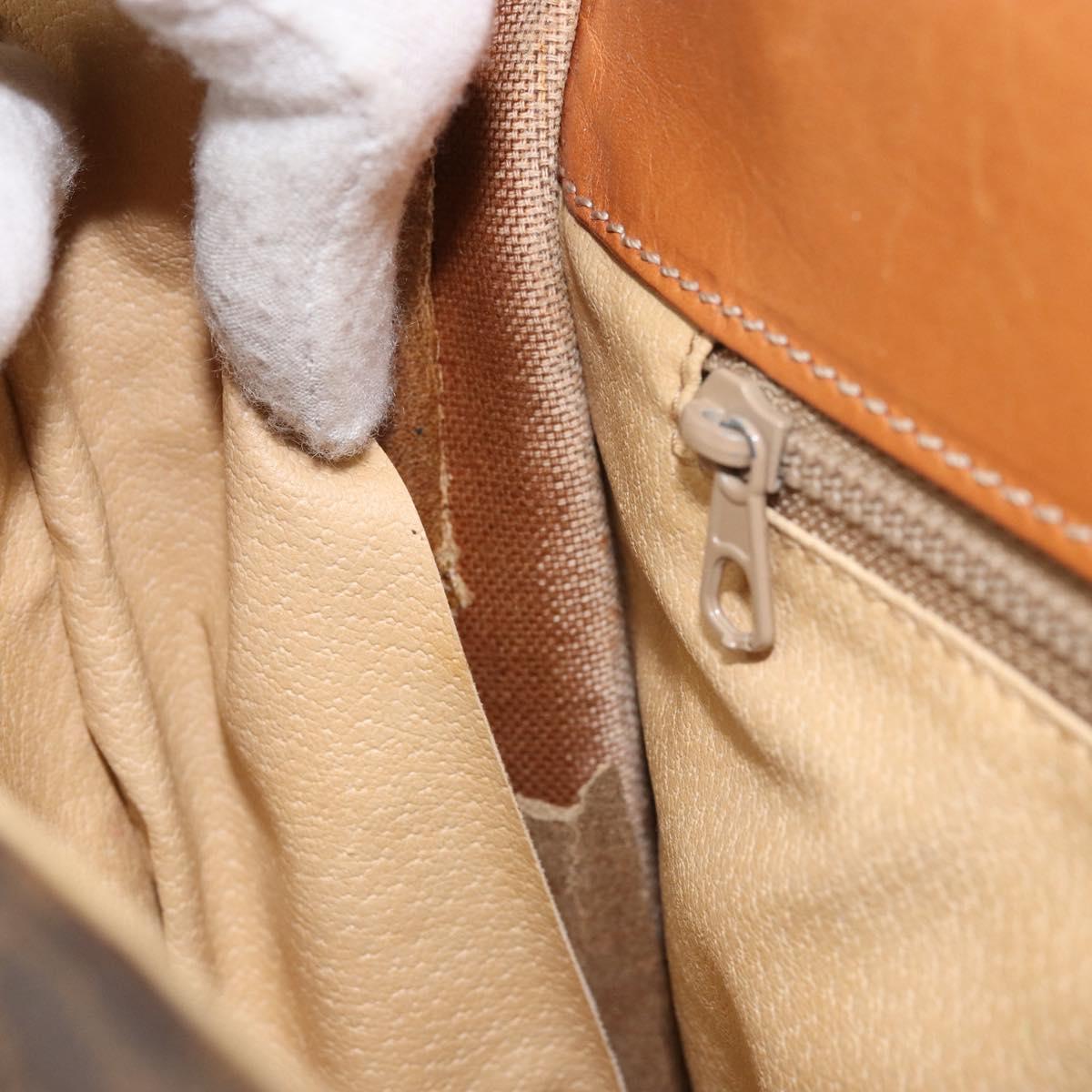 CELINE Macadam Canvas Shoulder Bag PVC Leather Brown Gold Auth 171981