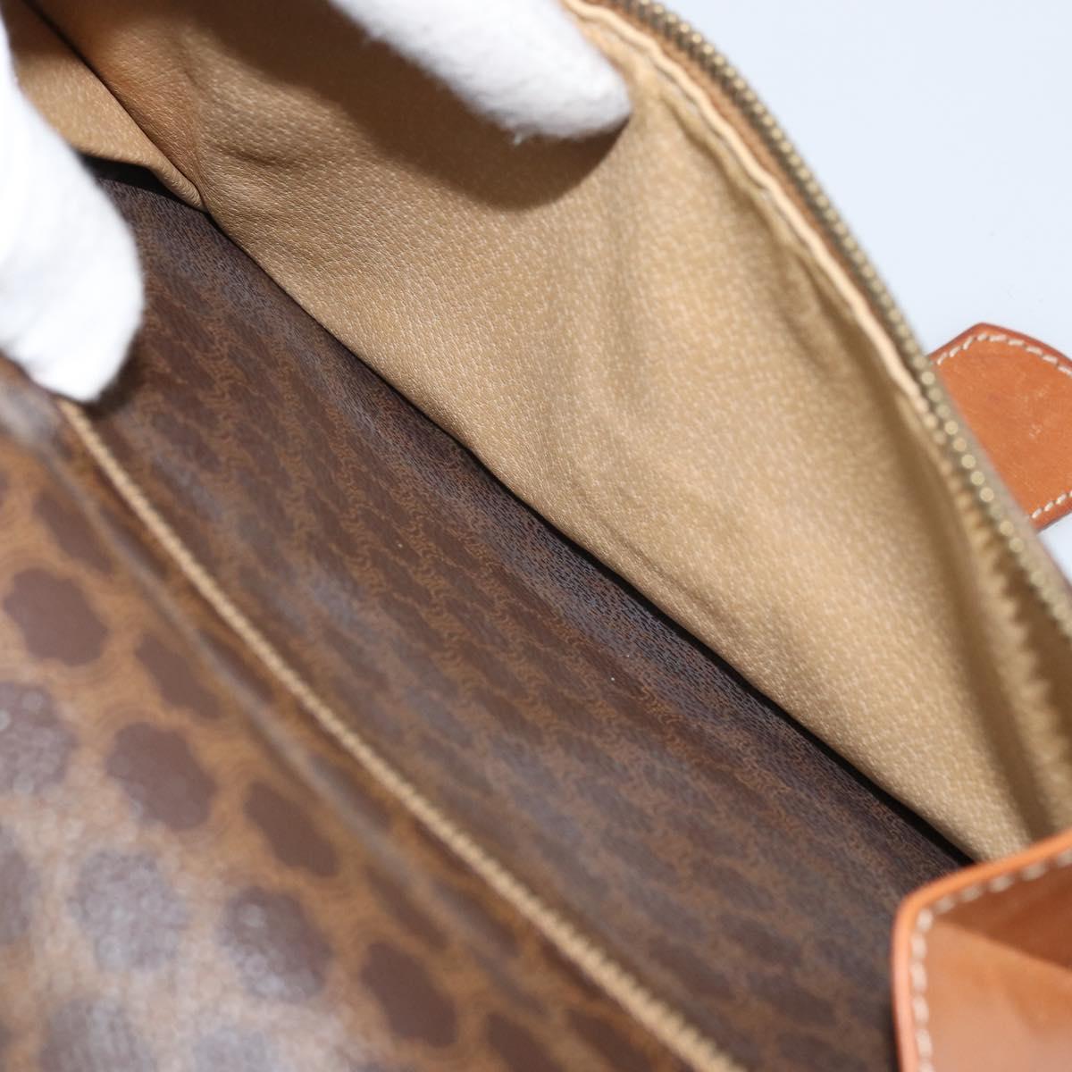 CELINE Macadam Canvas Shoulder Bag PVC Leather Brown Gold Auth 171981