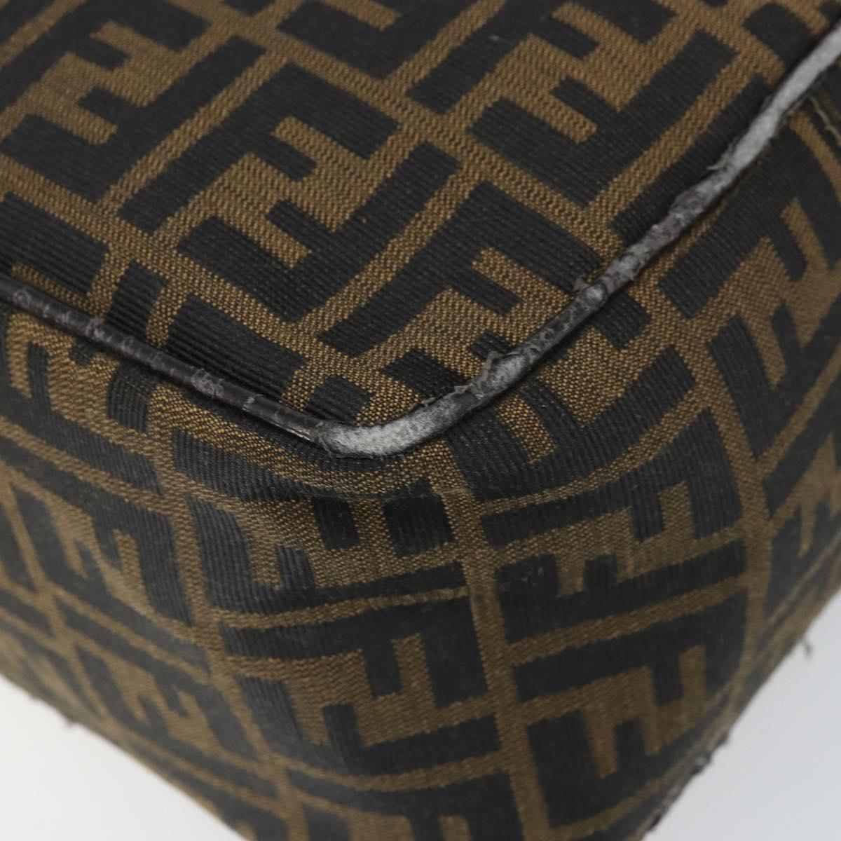 FENDI Zucca Canvas Shoulder Bag Black Brown Auth 171985