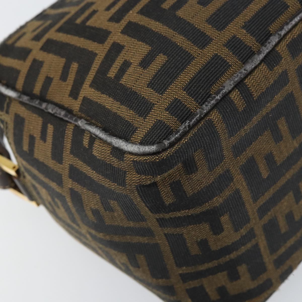 FENDI Zucca Canvas Shoulder Bag Black Brown Auth 171985