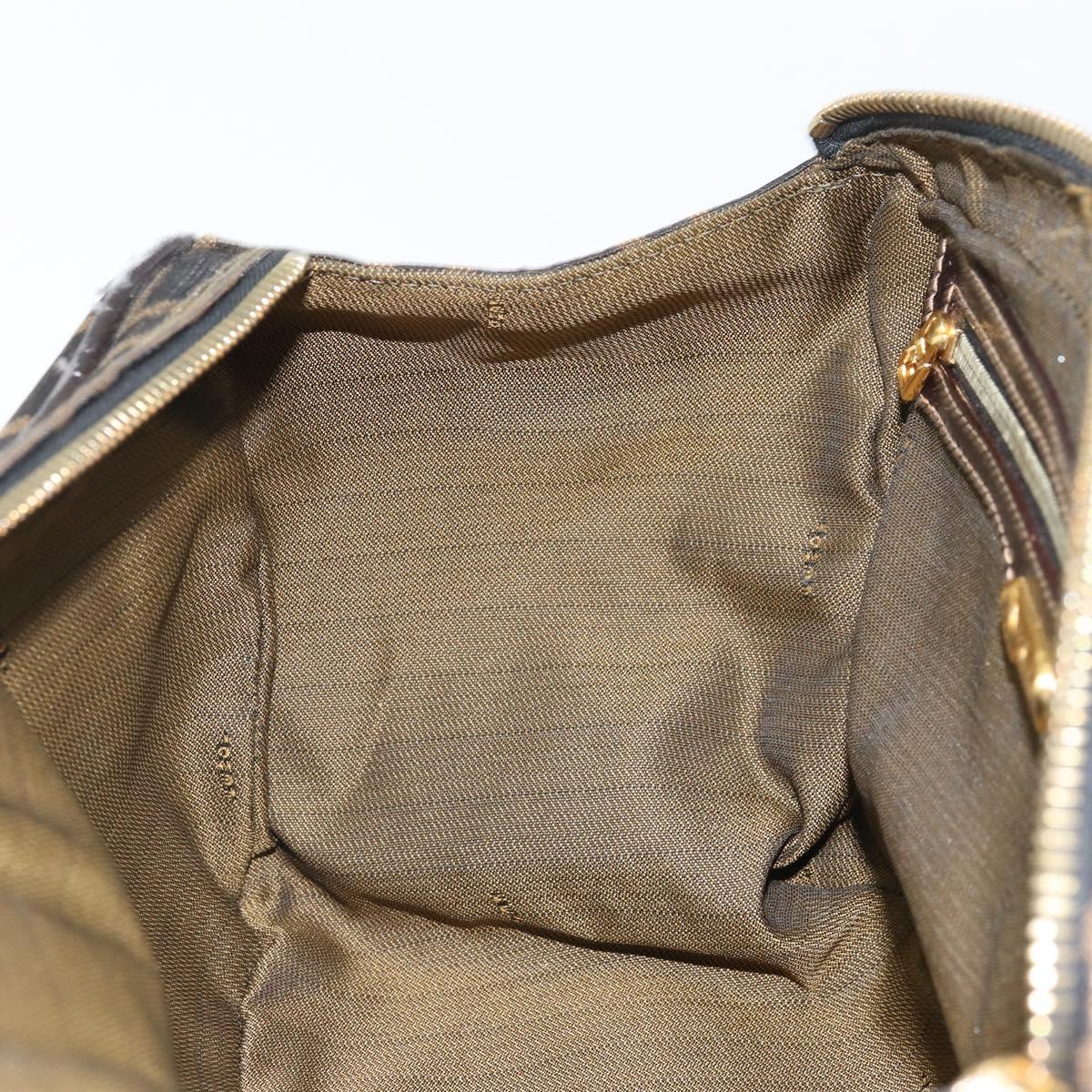FENDI Zucca Canvas Shoulder Bag Black Brown Auth 171985