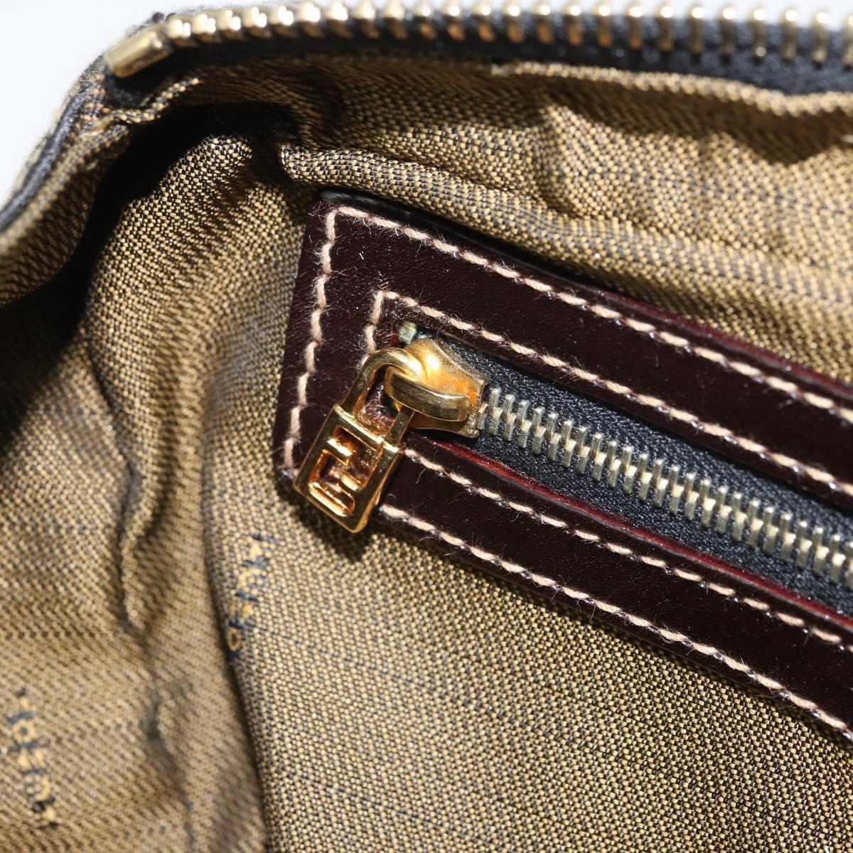 FENDI Zucca Canvas Shoulder Bag Black Brown Auth 171985