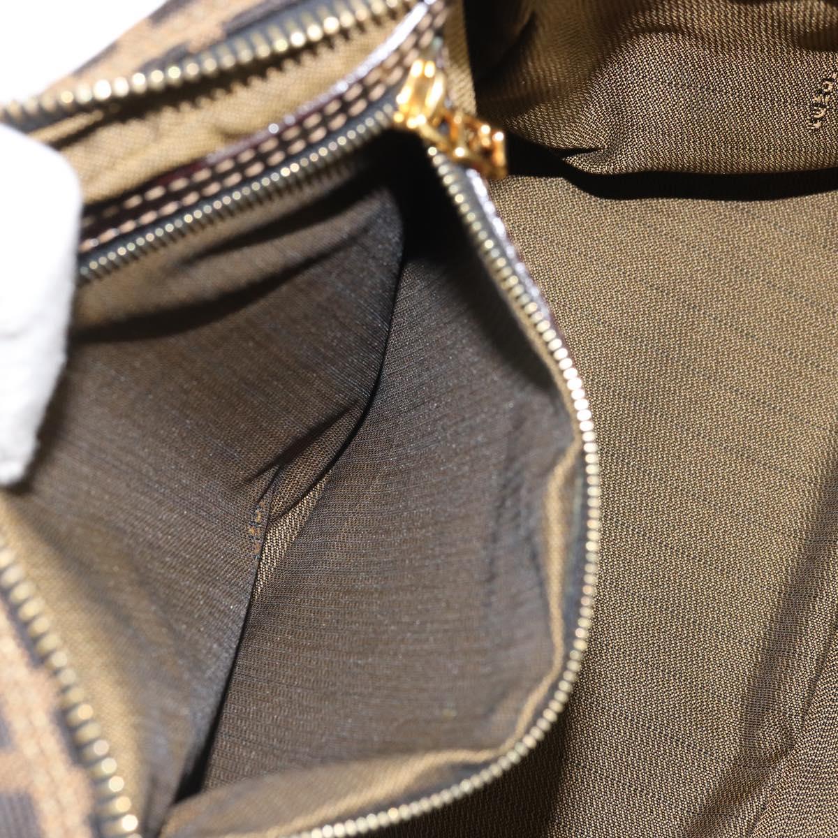 FENDI Zucca Canvas Shoulder Bag Black Brown Auth 171985
