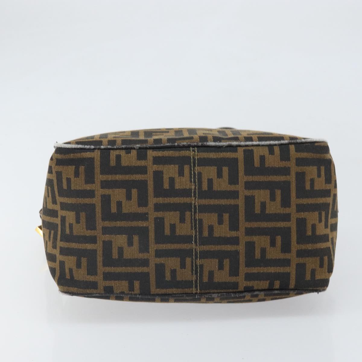 FENDI Zucca Canvas Shoulder Bag Black Brown Auth 171985