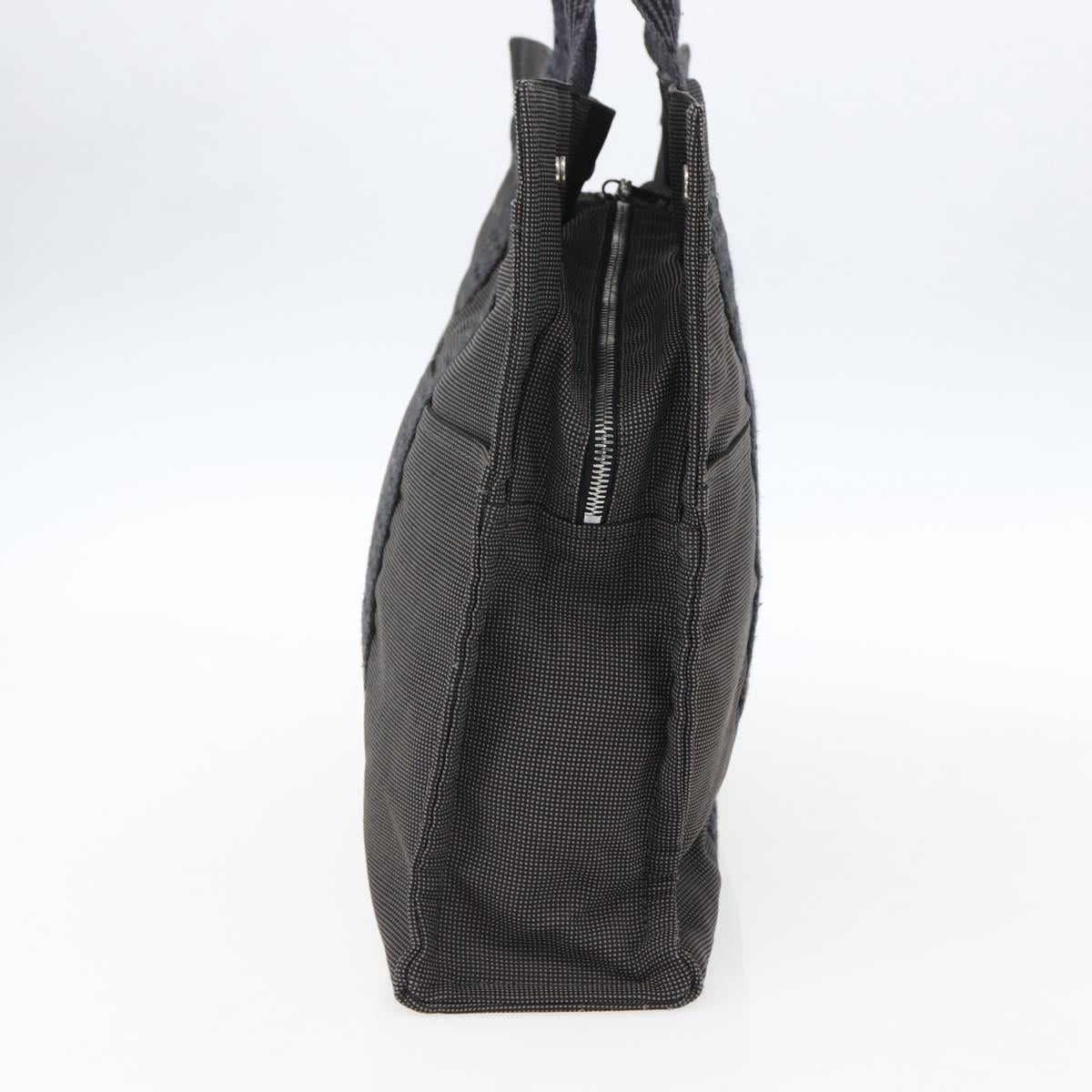 HERMES Her Line Tote MM Hand Bag Canvas Gray Silver Auth 171993