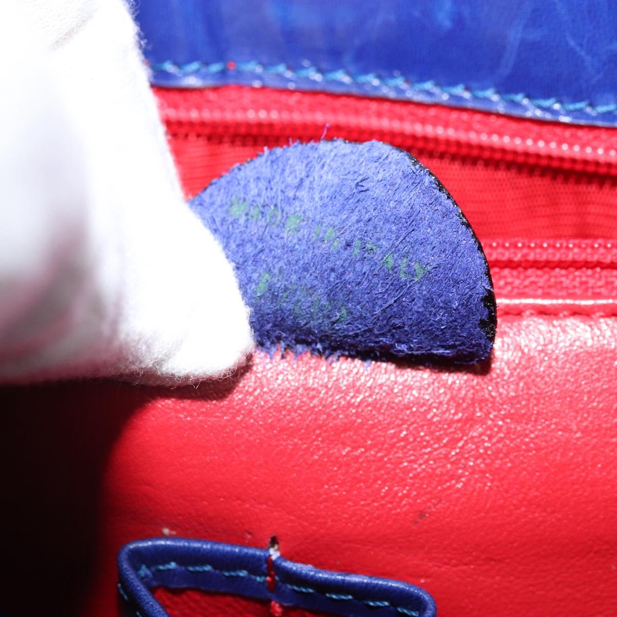 CELINE Hand Bag Leather Blue Gold Auth 171994