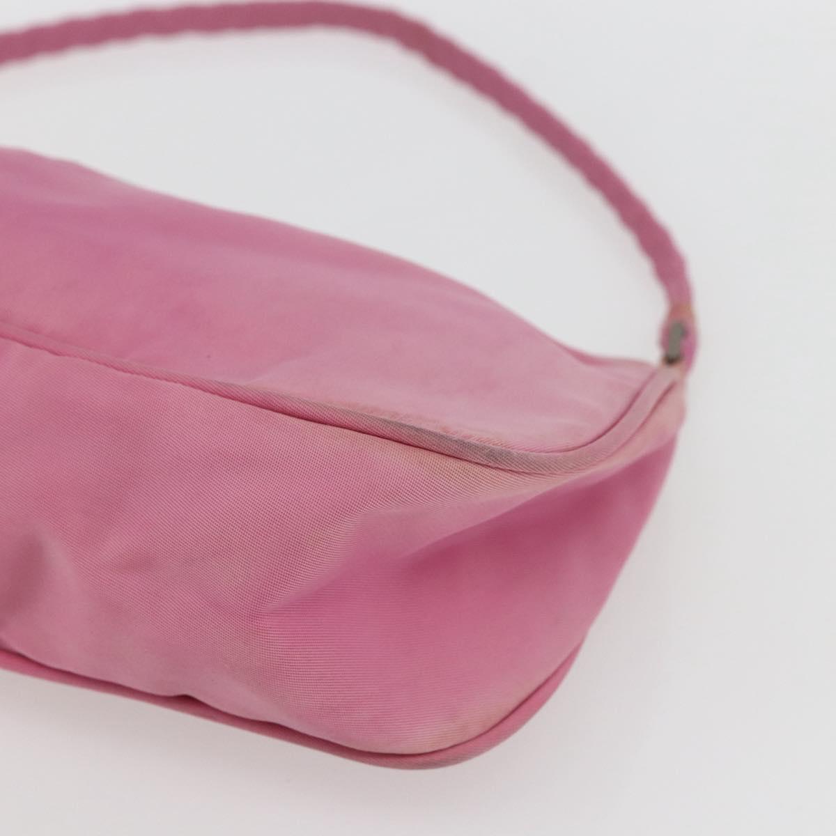 PRADA Accessory Pouch Nylon Pink Silver Auth 171998