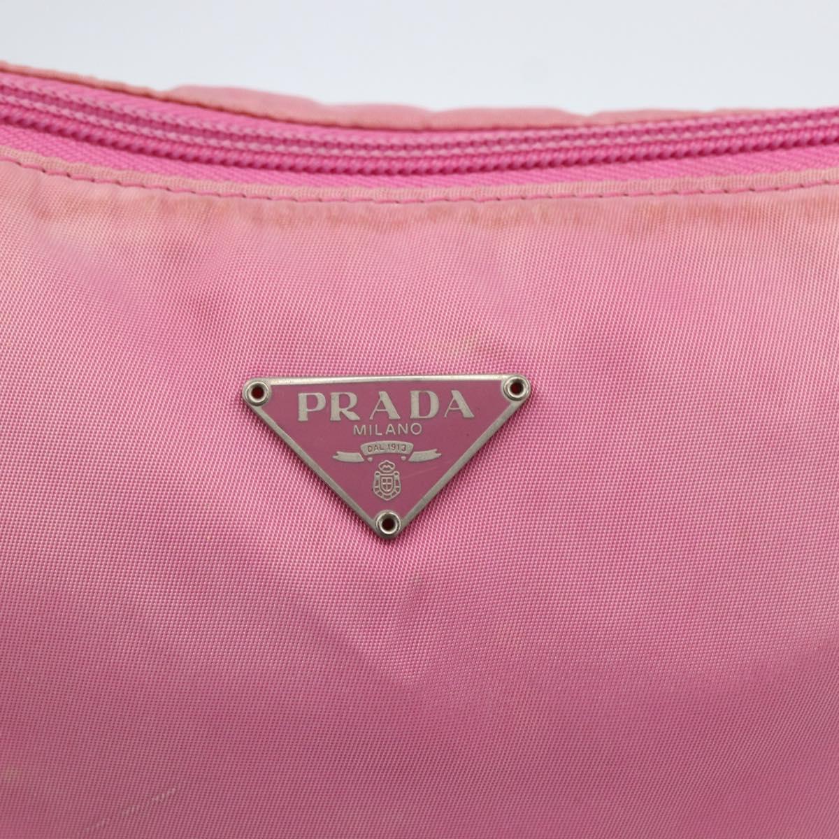 PRADA Accessory Pouch Nylon Pink Silver Auth 171998