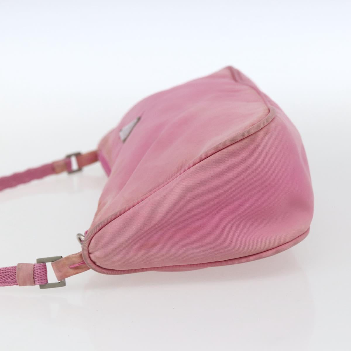 PRADA Accessory Pouch Nylon Pink Silver Auth 171998