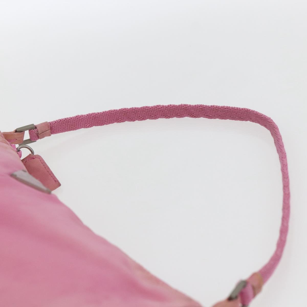 PRADA Accessory Pouch Nylon Pink Silver Auth 171998
